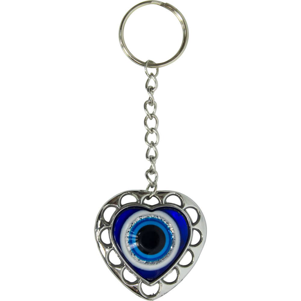Evil Eye Talisman Key Ring - Puffed Heart (Each)