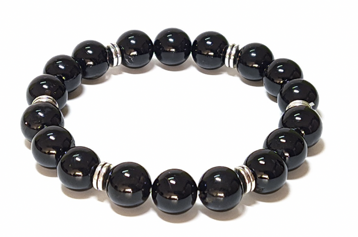 10mm Black Tourmaline Stretch Bracelet