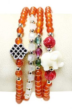 4 Wrap Elephant Carnelian Bracelet