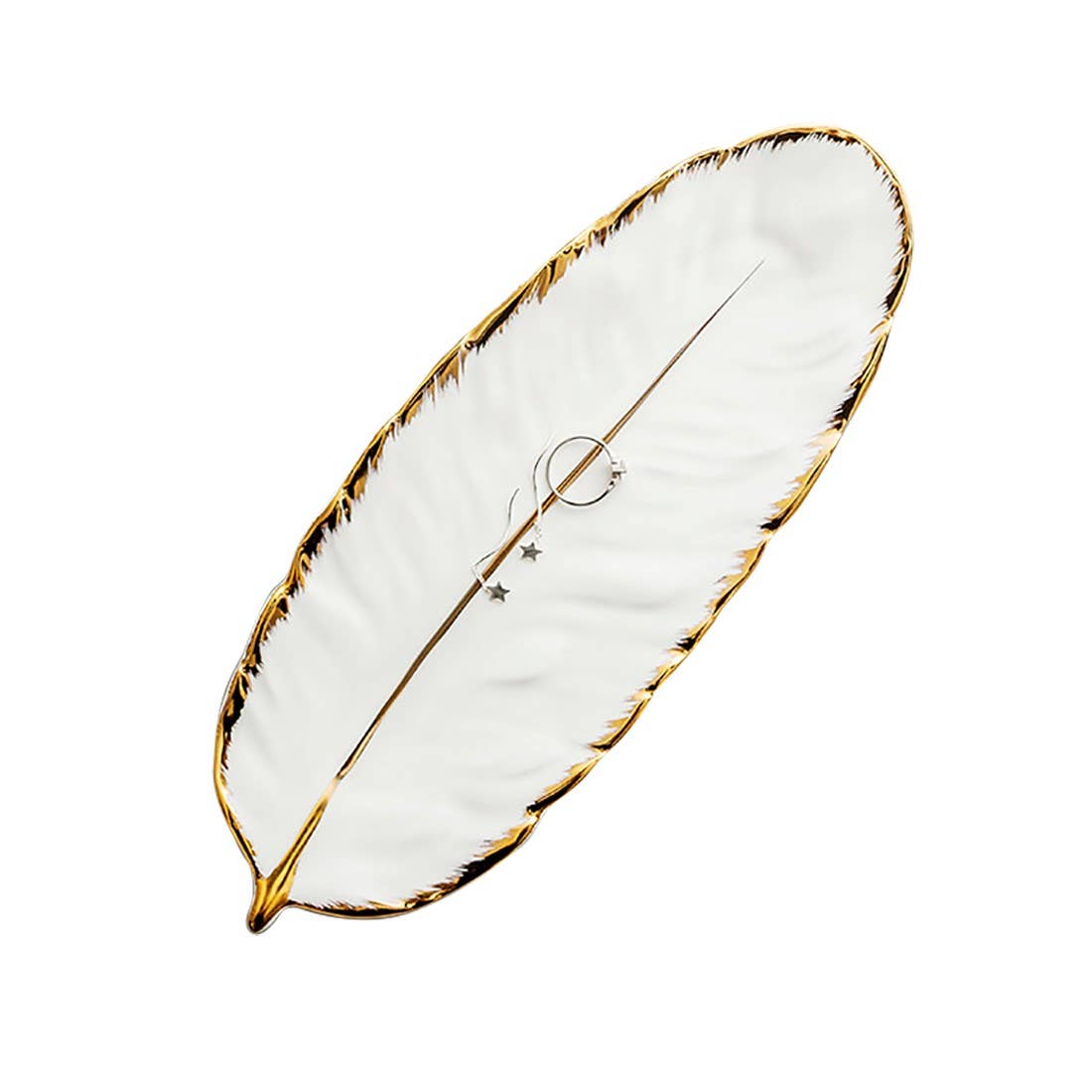 Large Feather Trinket Dish - White