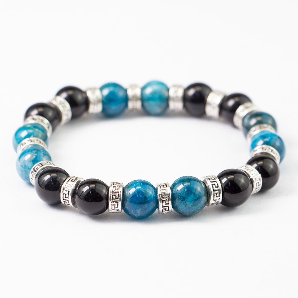 10mm Black Onyx - Apatite Stretch Bracelet