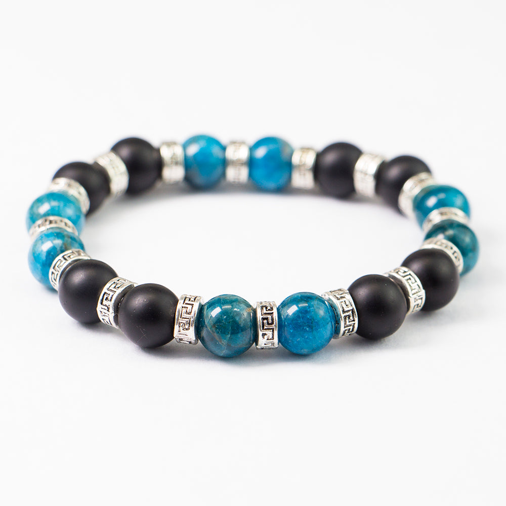10MM Black Matte Agate - Apatite Stretch Bracelet