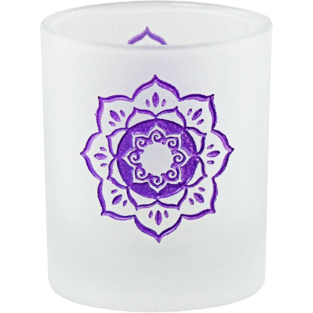 Etched Glass Votive Holder Lotus