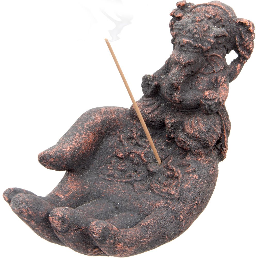 Volcanic Stone Incense Holder - Hand w/Ganesha