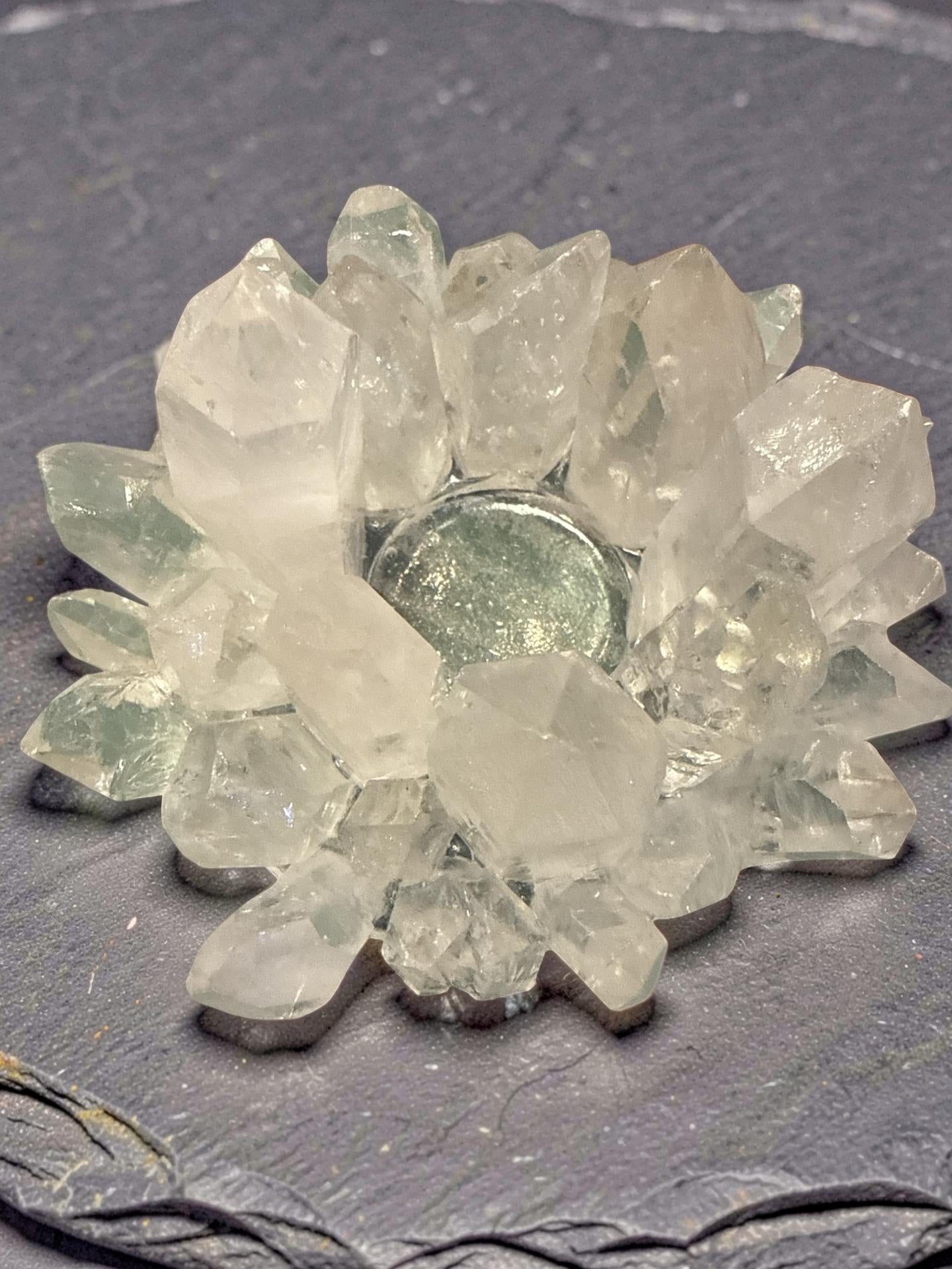 Lemurian Quartz Crystal Candle Holder