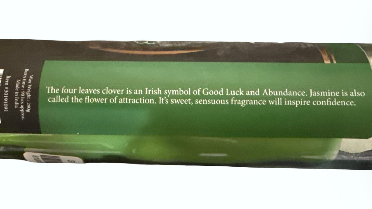 Goodluck Clover ~ 7 Day Glass Ritual Candle - Lucky - Clover - Jasmine