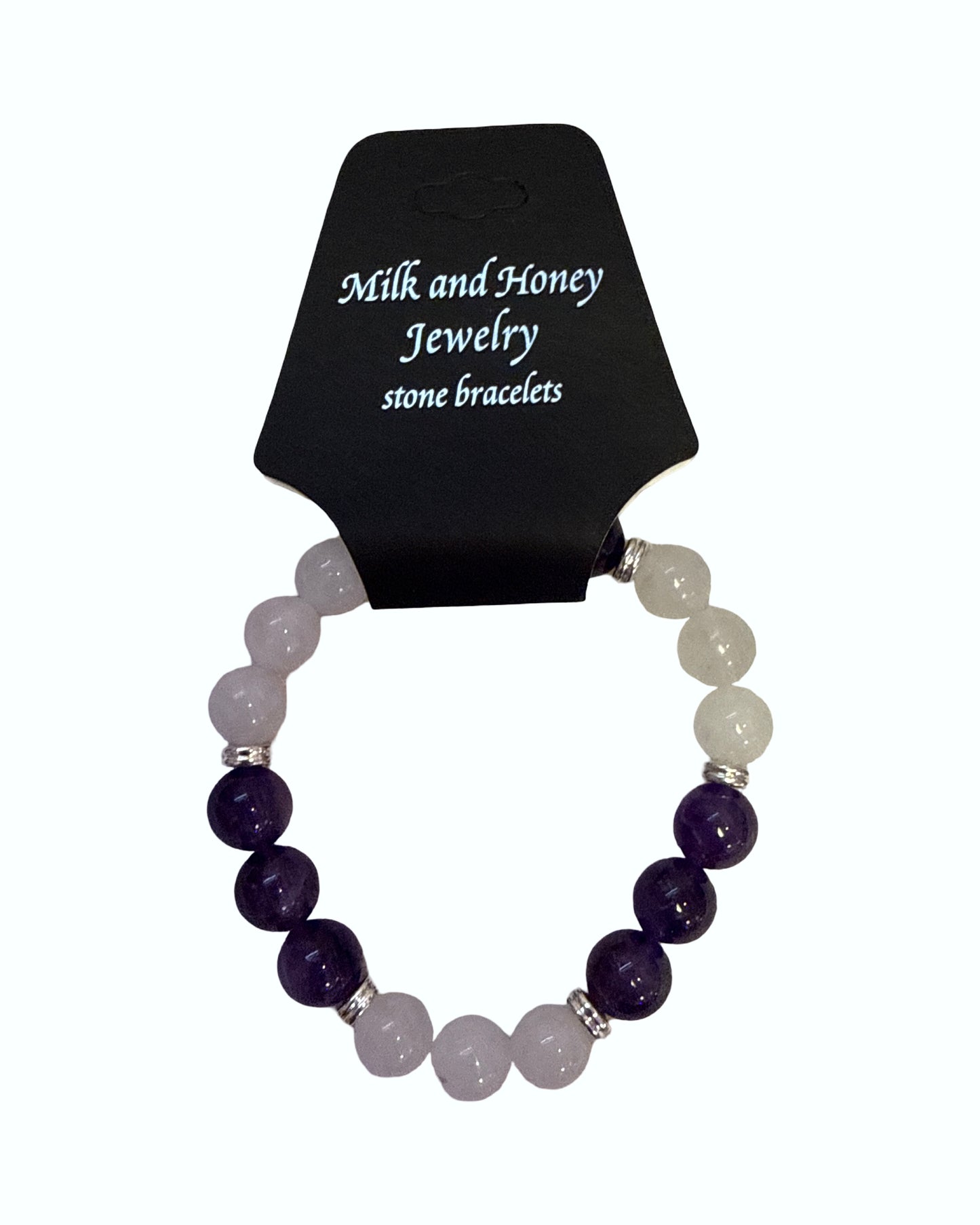 10mm Amethyst and White Jade Stretch Bracelet