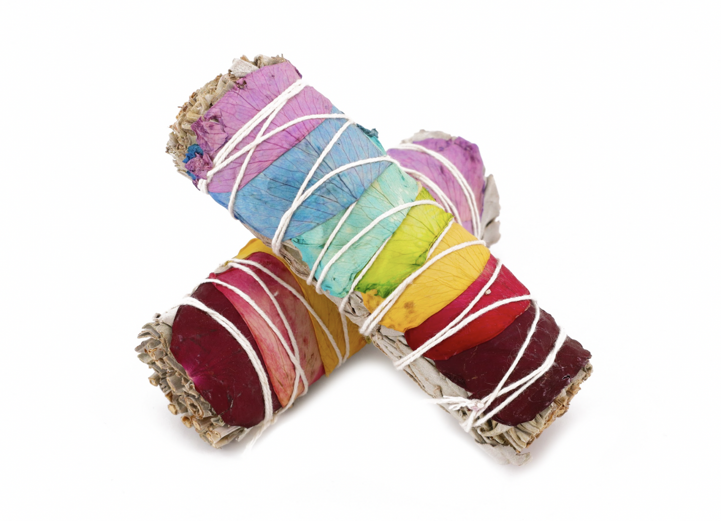 4 " Chakra Rose Petal Sage Wand