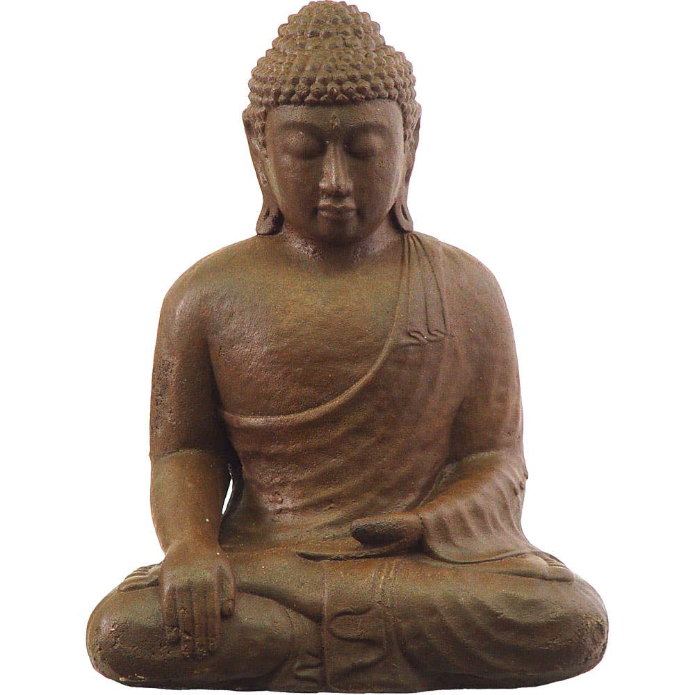 Volcanic Stone Statue Buddha Touching the Earth Brown (Each)