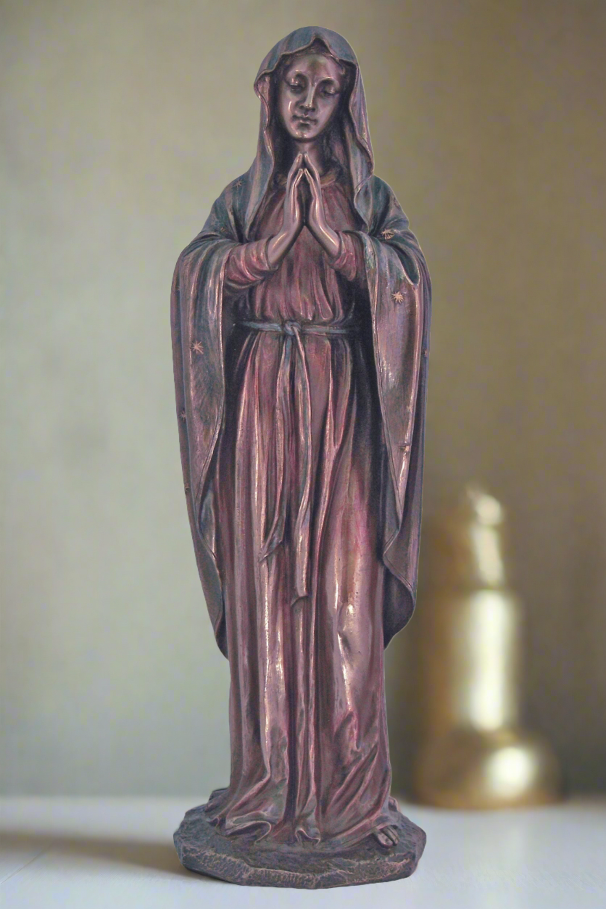 Adoring Virgin Statue in Cold Cast Bronze 11.75"