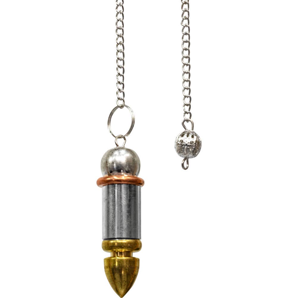 Chambered Pendulum Silver/brass Bullet w/ Copper Energy Ring