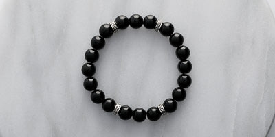 10mm Black Agate - Stretch Bracelet