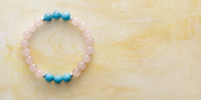 8MM ROSE QUARTZ, TURQUOISE - BRACELET