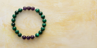 8MM MALACHITE , AMETHYST - BRACELET