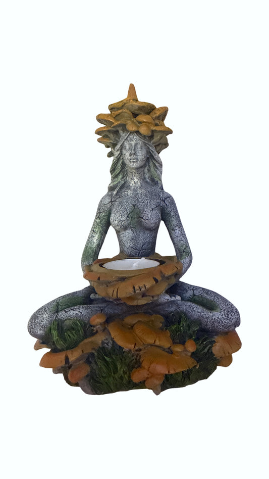 Backflow Incense & T-Light Holder - Forest Mushroom Goddess