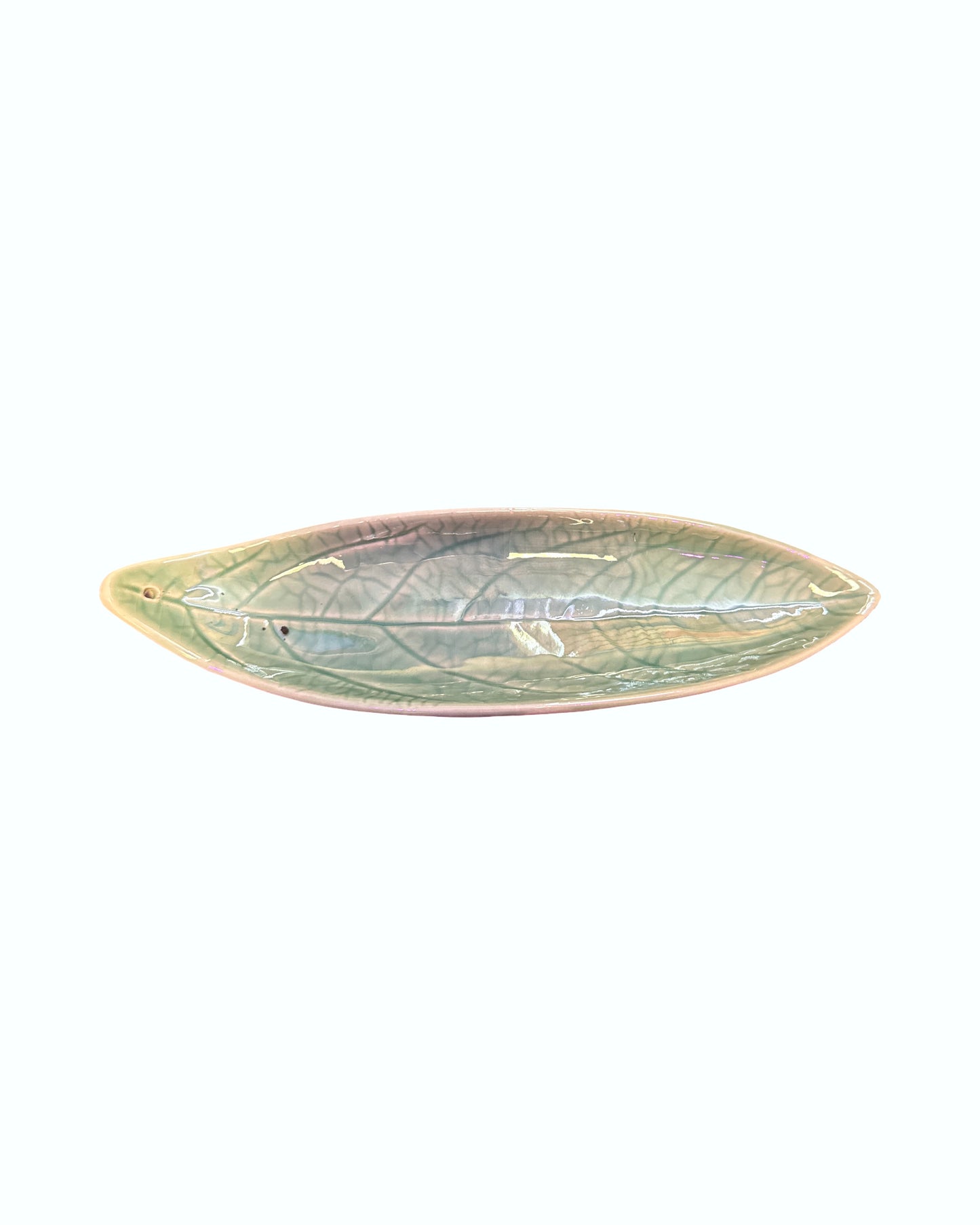Ceramic Incense Holder - Green Avocado Leaf
