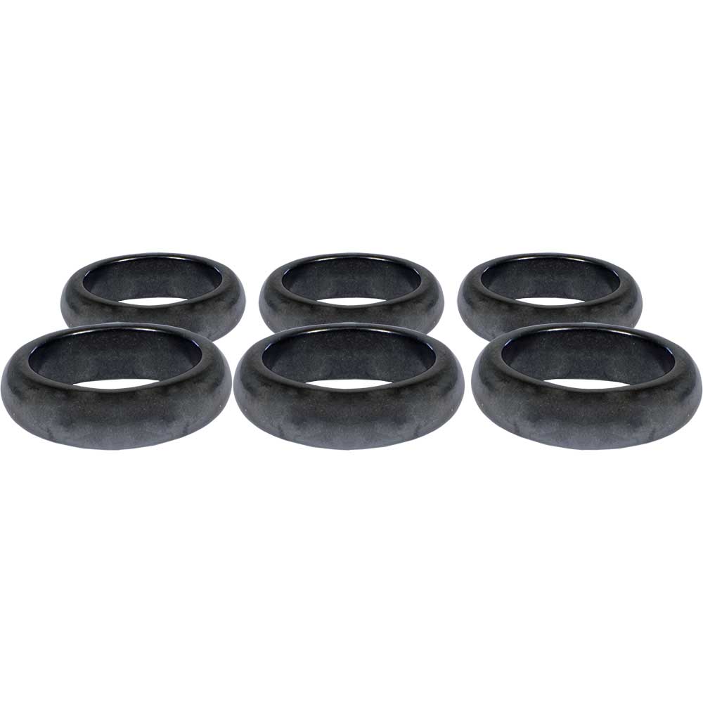 Hematite Rounded Band Rings - Magnetic (Pack of 6)