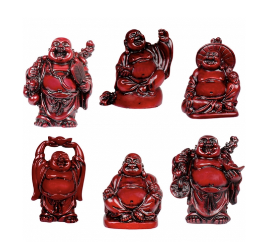 2-inch Buddha Redstone Figurines Polyresin Feng Shui (Set of 6)
