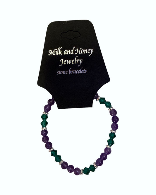 6mm Amethyst-Teal Stretch Bracelet