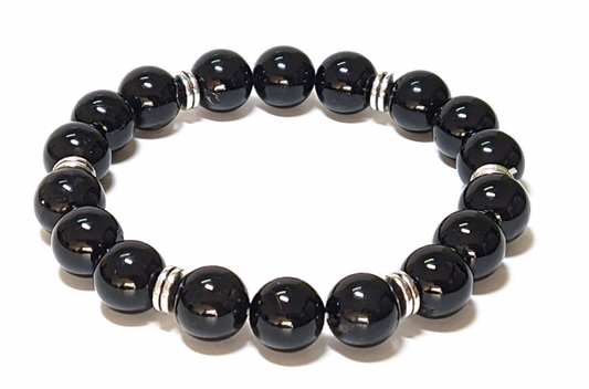 10mm Black Tourmaline Stretch Bracelet