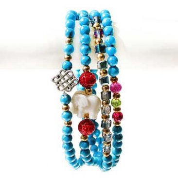 4 Wrap Elephant Turquoise Bracelet
