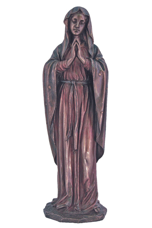 Adoring Virgin Statue in Cold Cast Bronze 11.75"