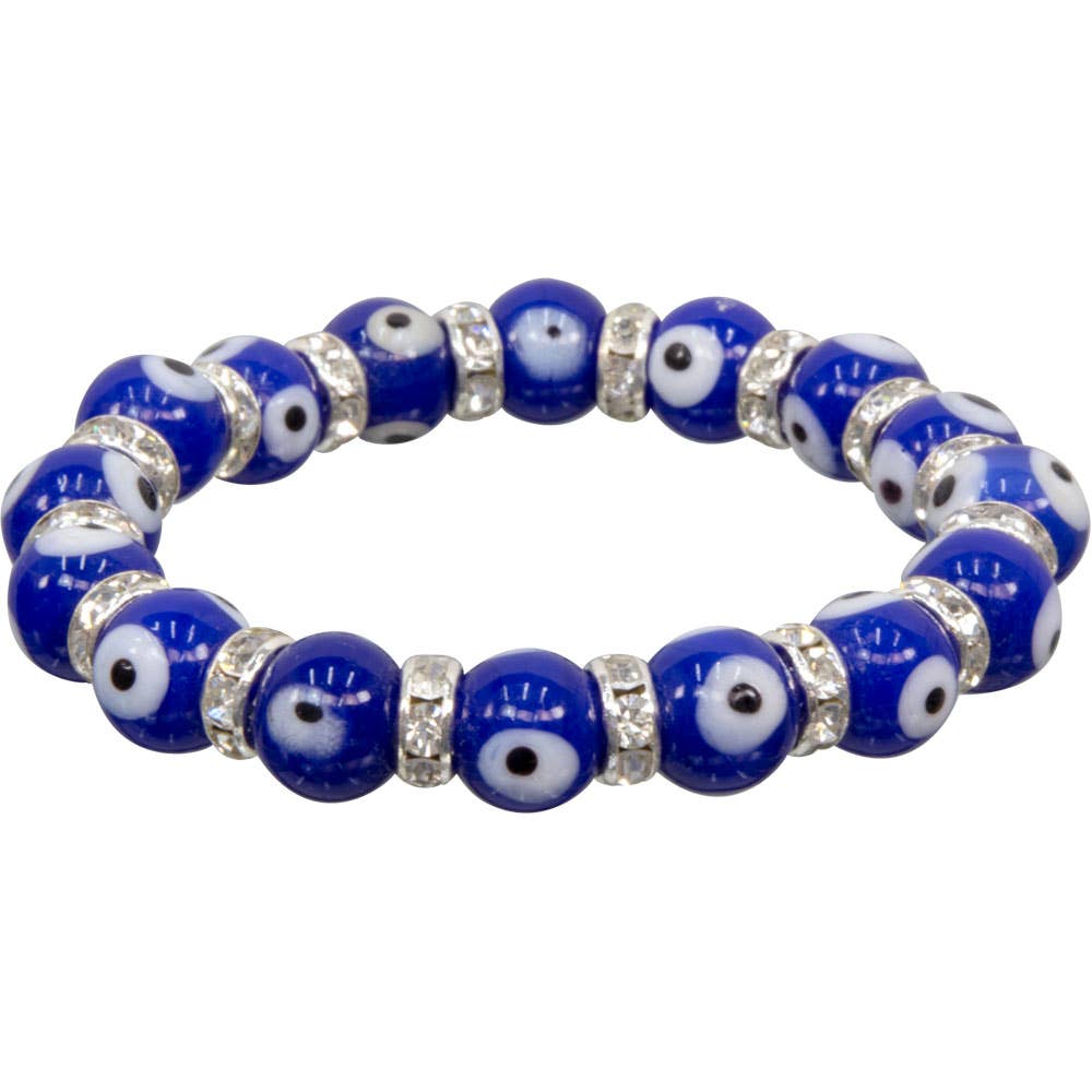 Glass Beads Elastic Bracelet Evil Eye Protection Cobalt