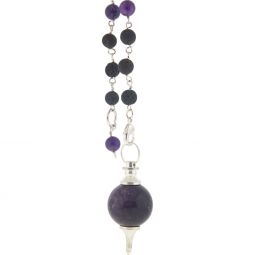 Pendulum Sephoroton w/ Lava Beads - Amethyst