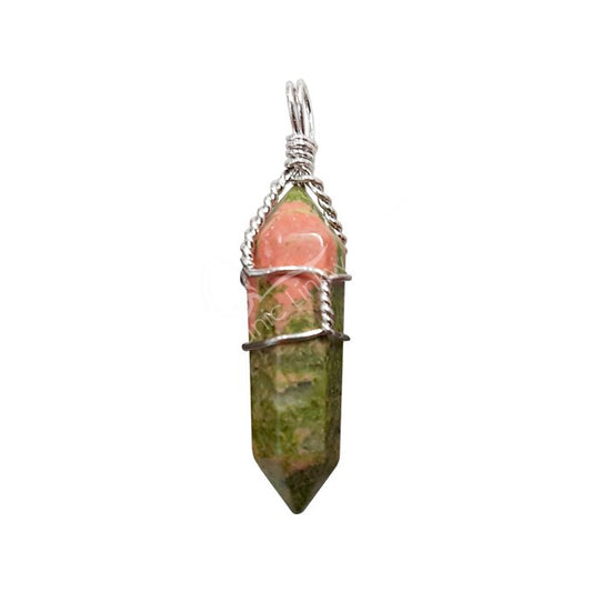 Wire Wrapped Unakite Pendant