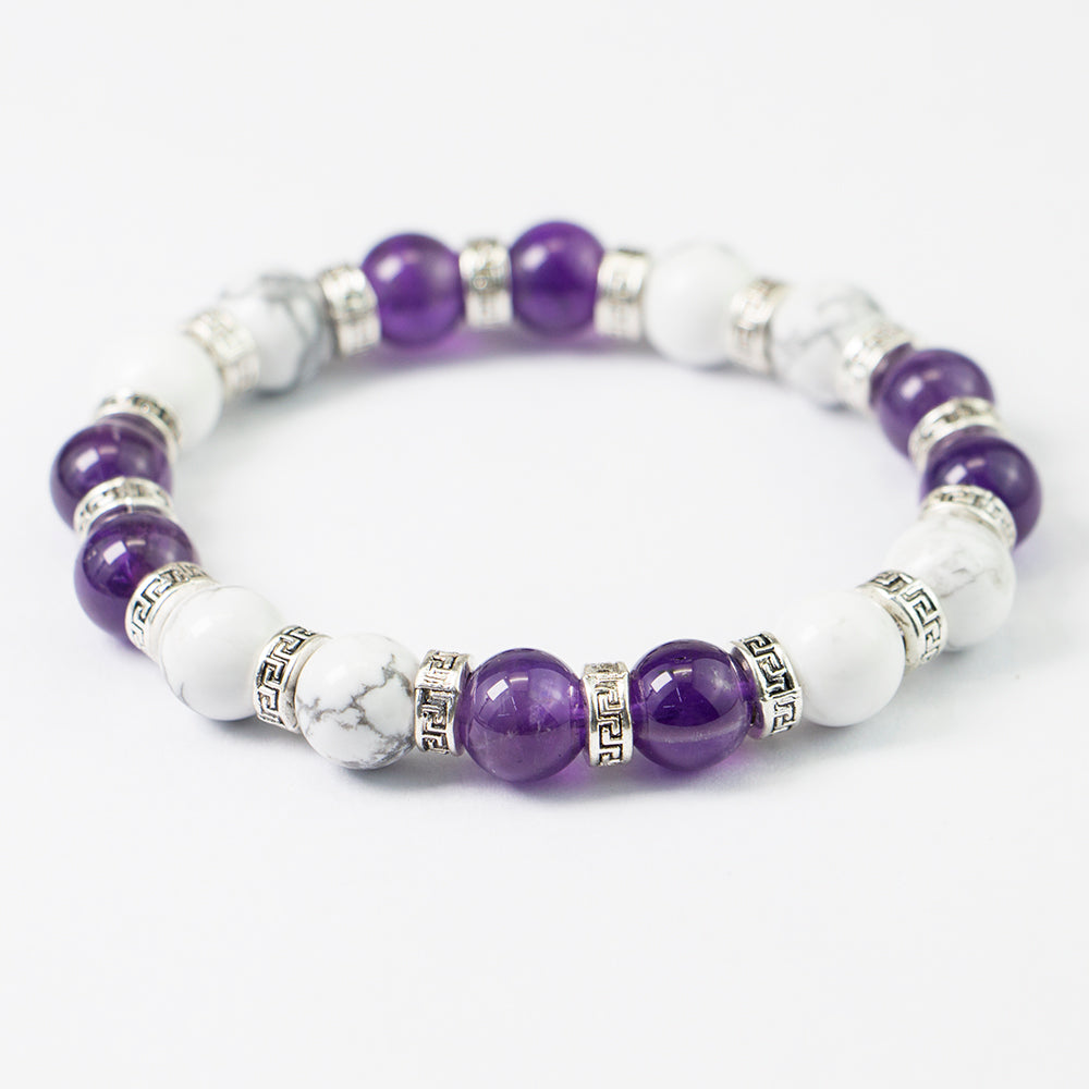 10mm Amethyst - Howlite - Silver