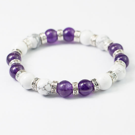 10mm Amethyst - Howlite - Silver