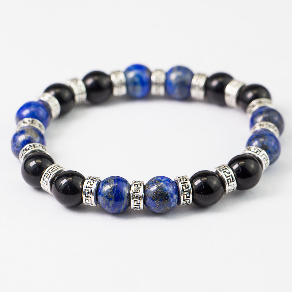 10mm Black Onyx Lapis - Stretch Bracelet