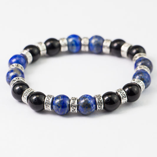 10mm Black Onyx Lapis - Stretch Bracelet