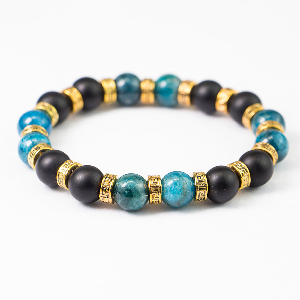 10MM Black Matte Agate and Apatite Stretch Bracelet