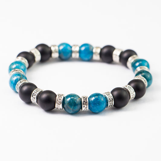 10MM Black Matte Agate - Apatite Stretch Bracelet
