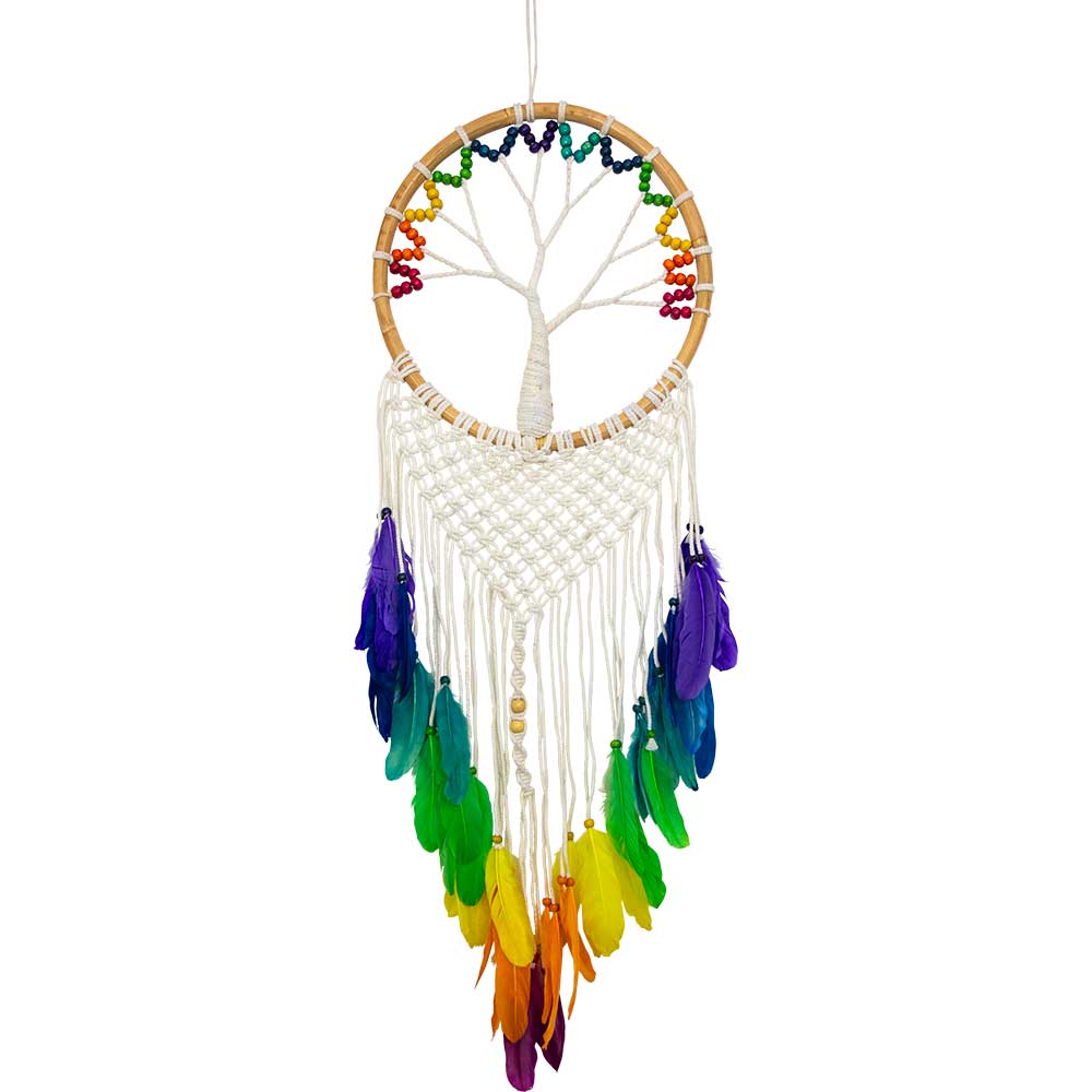 Wall Hanging Boho Wooden Bead Tree w/ Macrame