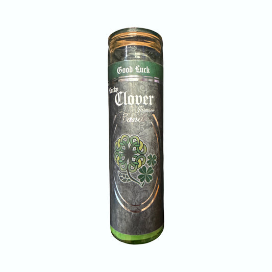 Goodluck Clover ~ 7 Day Glass Ritual Candle - Lucky - Clover - Jasmine