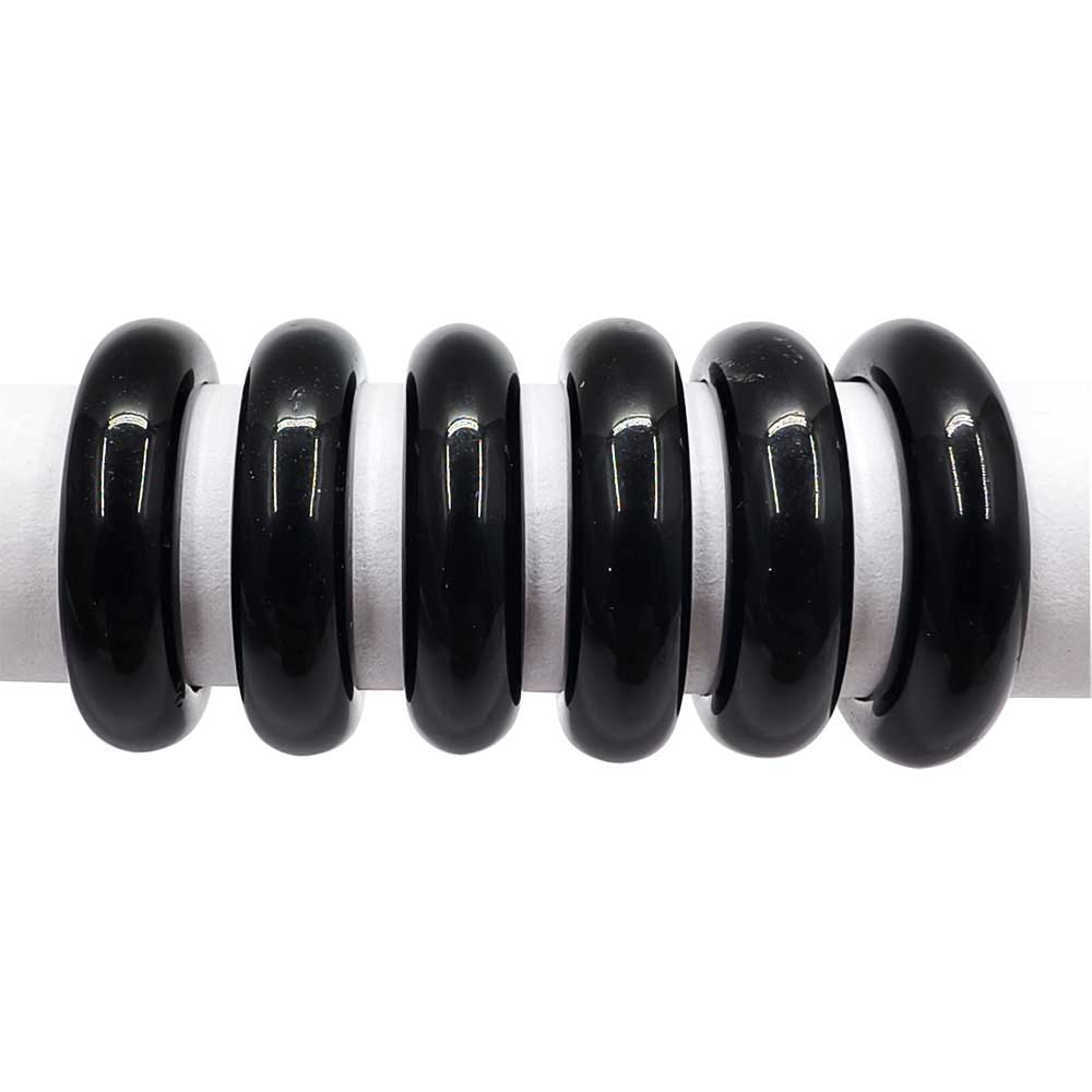 Hematite Rounded Band Rings - Magnetic (Pack of 6)