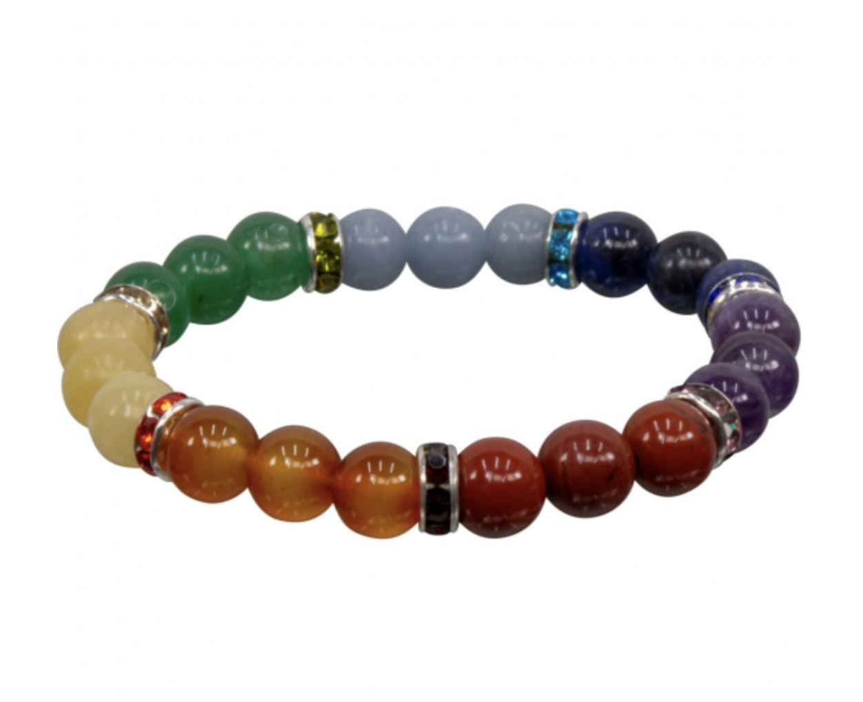 7 Chakra Elastic Bracelet with Roundel Spacer