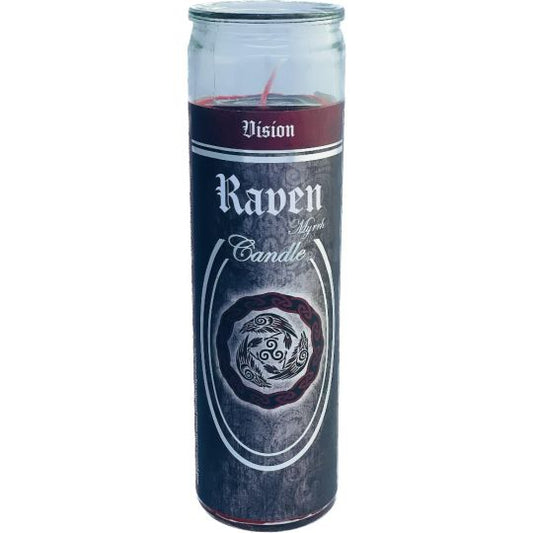 Vision ~ 7 Day Glass Ritual Candle - Raven - Myrrh