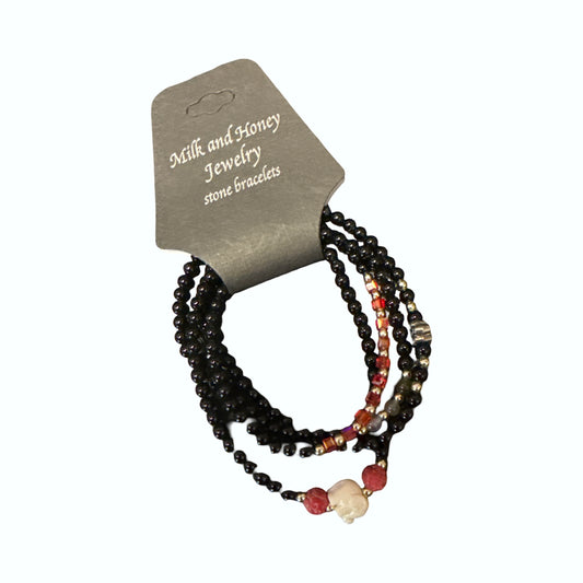 4 wrap Elephant Black Agate Bracelet