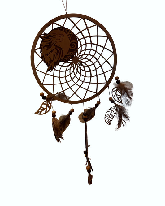 Dreamcatcher Wooden Laser Cut - Wolf
