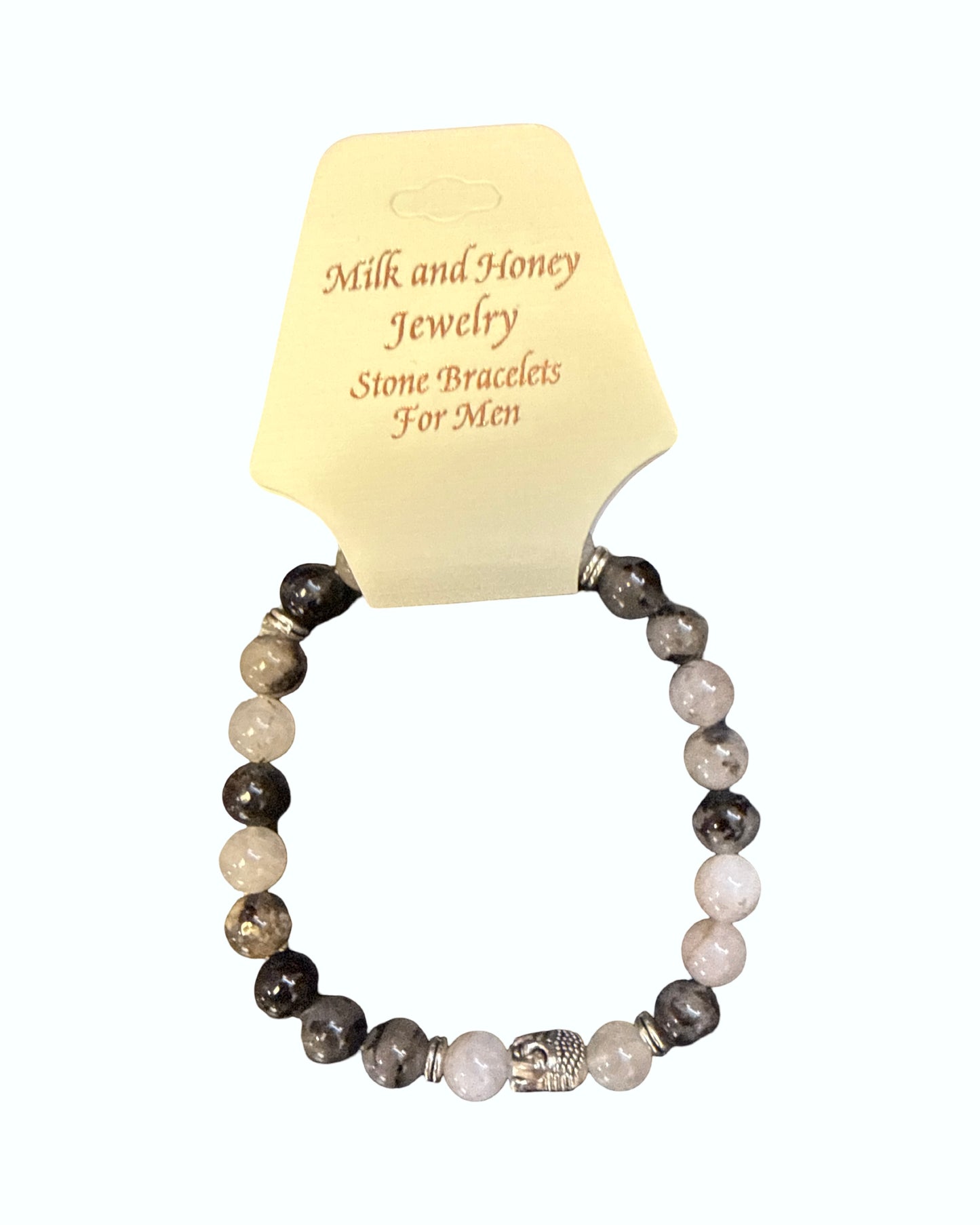 8MM BLK RUTILATED QUARTZ BUDDHA MENS