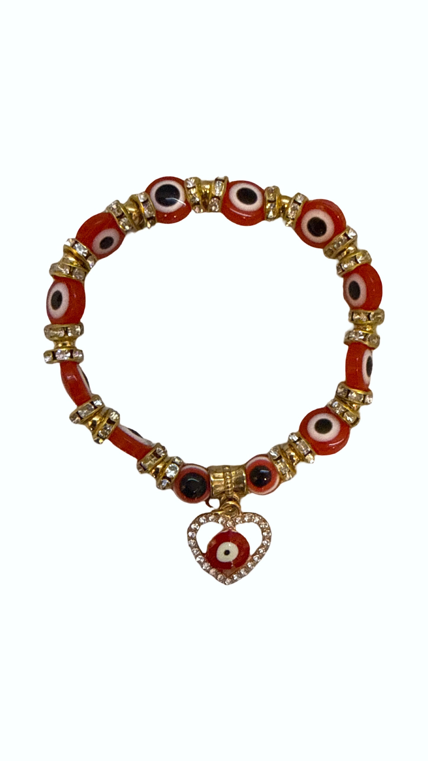 Red Beaded Stretch  Evil Eye - Reiki Charged Bracelet