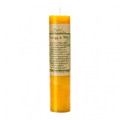 Blessed Herbal Pillar Candle: Energy/Will