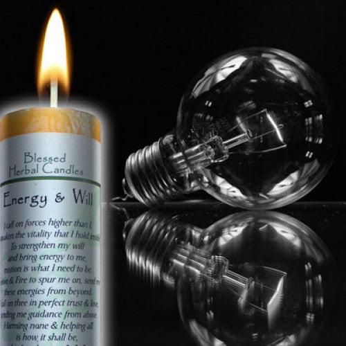 Blessed Herbal Pillar Candle: Energy/Will