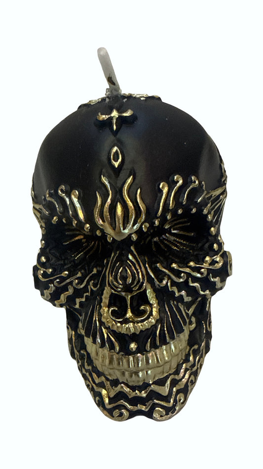 Black and Gold Intention Skull Candle