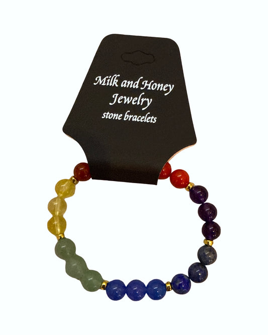 8mm Seven Chakra Stone Stretch Bracelet
