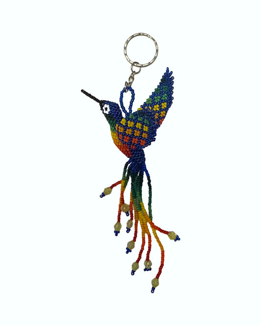 Handmade Colombian Beaded Hummingbird Keychain – Indigenous Artisan Craft