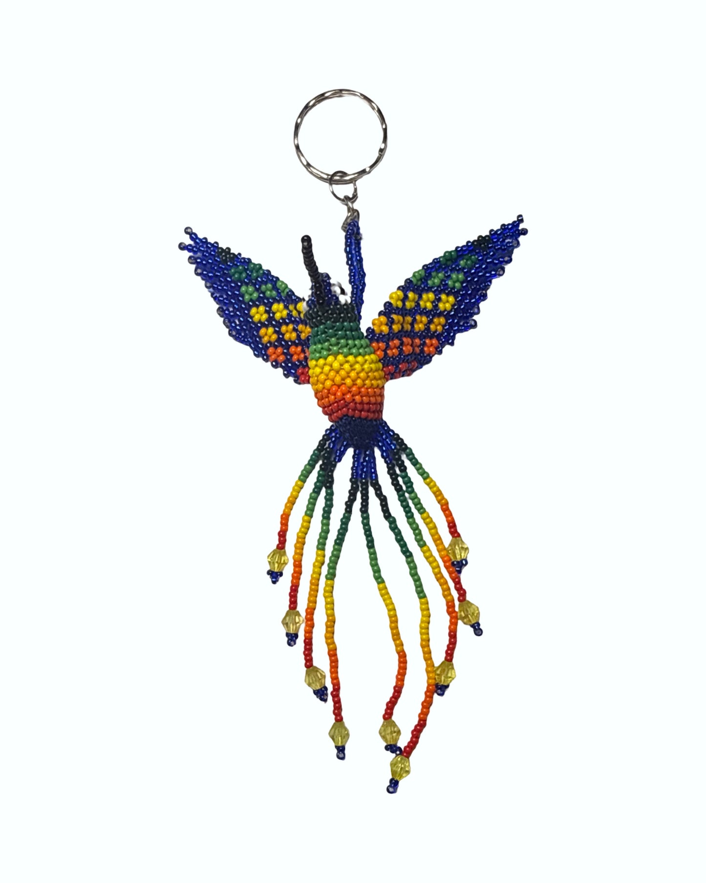 Handmade Colombian Beaded Hummingbird Keychain – Indigenous Artisan Craft